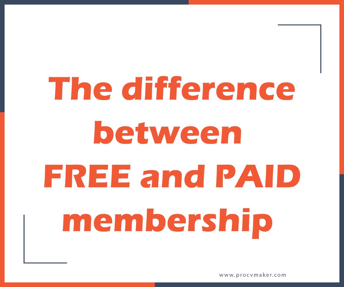 What is the difference between the free and the paid membership on Pro CV Maker website?